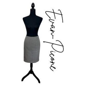 Evan Picone Heathered Gray Pencil Midi Business Skirt Womens sz 4P EUC!